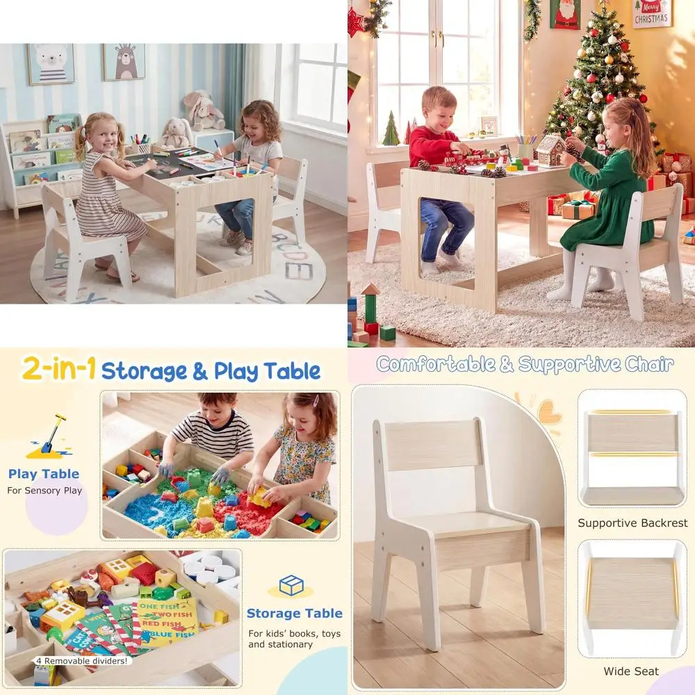 Wooden Kids' Activity Desk Set with Whiteboard, Chalkboard, Storage, for Ages 2-5
Wooden Kids' Activity Desk Set with Whiteboard, Chalkboard, Storage, for Ages 2-5
