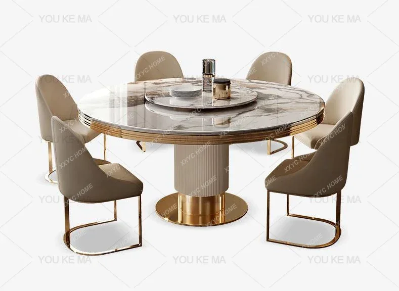 Luxury Style Round Marble Dining Table with Gold Stainlees Frame Seats 6-10 People
Luxury Style Round Marble Dining Table with Gold Stainlees Frame Seats 6-10 People