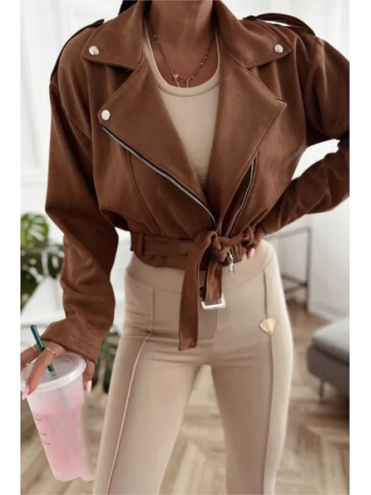 Slim Lapel Zipper Short Jacket New Autumn Women's Fashion Outdoor Sports Long Sleeve Top Coat Casual Womens Clothing
Slim Lapel Zipper Short Jacket New Autumn Women's Fashion Outdoor Sports Long Sleeve Top Coat Casual Womens Clothing