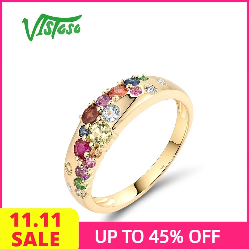 Vistoso Genuine 14K 585 Yellow Gold Ring For Women Sparkling Diamonds Colorful Gems Trendy Wedding Anniversary Fine Jewelry
Vistoso Genuine 14K 585 Yellow Gold Ring For Women Sparkling Diamonds Colorful Gems Trendy Wedding Anniversary Fine Jewelry