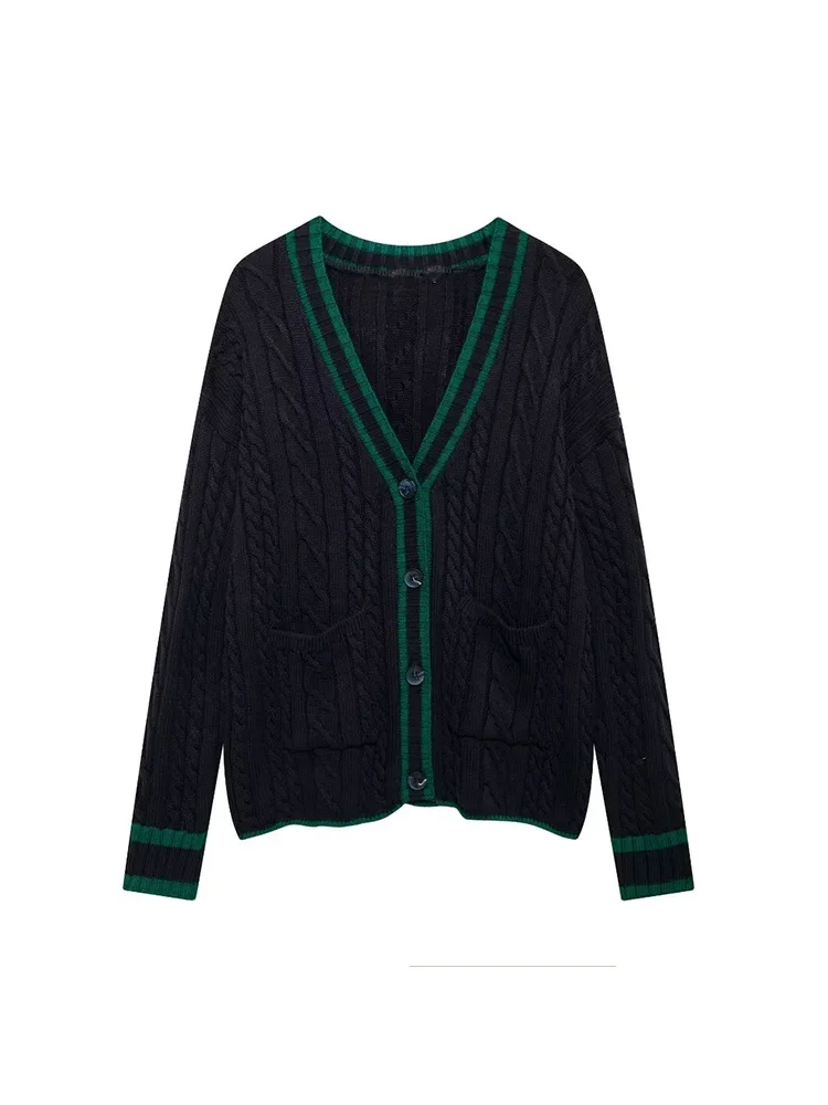 Willshela Women Fashion Patchwork Single Breasted Knitted Sweater Vintage V-Neck Long Sleeves Female Chic Lady Outfits
Willshela Women Fashion Patchwork Single Breasted Knitted Sweater Vintage V-Neck Long Sleeves Female Chic Lady Outfits