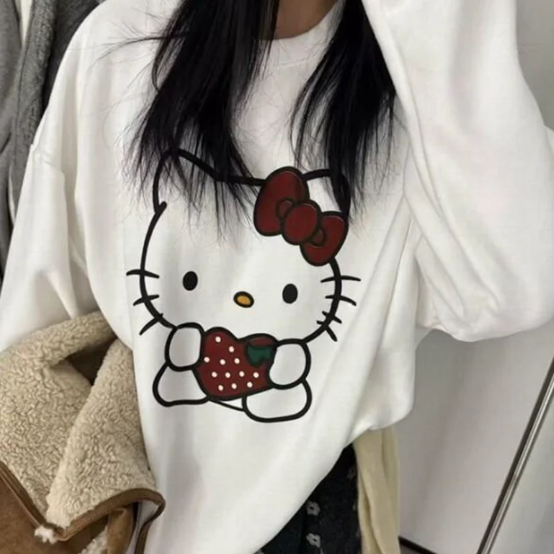 Футболка Sanrio Hello Kitty с длинными рукавами, пуловер, женская повседневная одежда на весну, осень и зиму, свободный крой в корейском стиле, средней длины, новая модная одежда
Футболка Sanrio Hello Kitty с длинными рукавами, пуловер, женская повседневная одежда на весну, осень и зиму, свободный крой в корейском стиле, средней длины, новая модная одежда