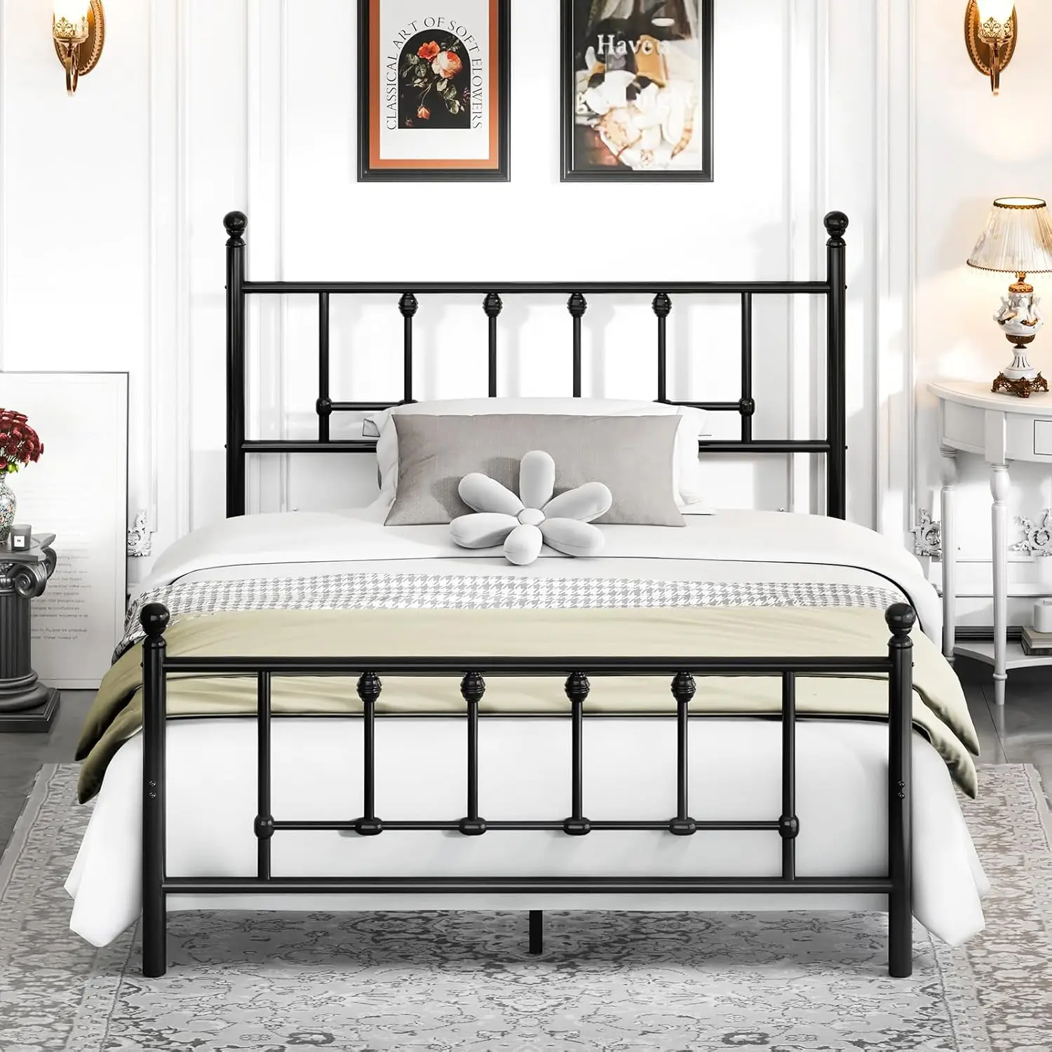 14in Full Victorian Metal Platform Bed Frame with Headboard Footboard Underbed Storage No Box Spring Easy Assembly, Customized
14in Full Victorian Metal Platform Bed Frame with Headboard Footboard Underbed Storage No Box Spring Easy Assembly, Customized