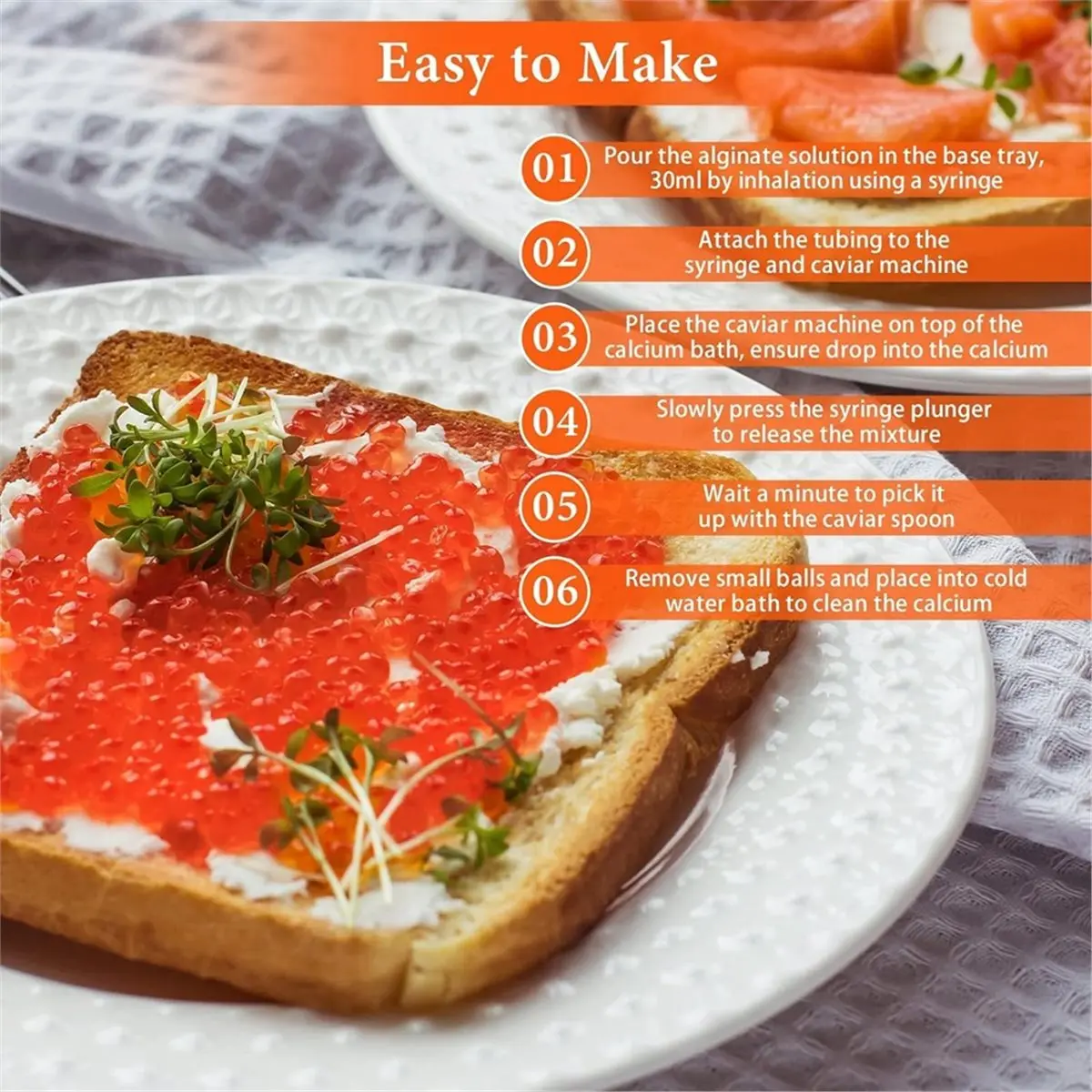 A95G Caviar Maker Box, Molecular Gastronomy Kit, Fish Roe Generator Roe Sauce Dispenser Strainer Tools with Caviar Spoon Set
A95G Caviar Maker Box, Molecular Gastronomy Kit, Fish Roe Generator Roe Sauce Dispenser Strainer Tools with Caviar Spoon Set