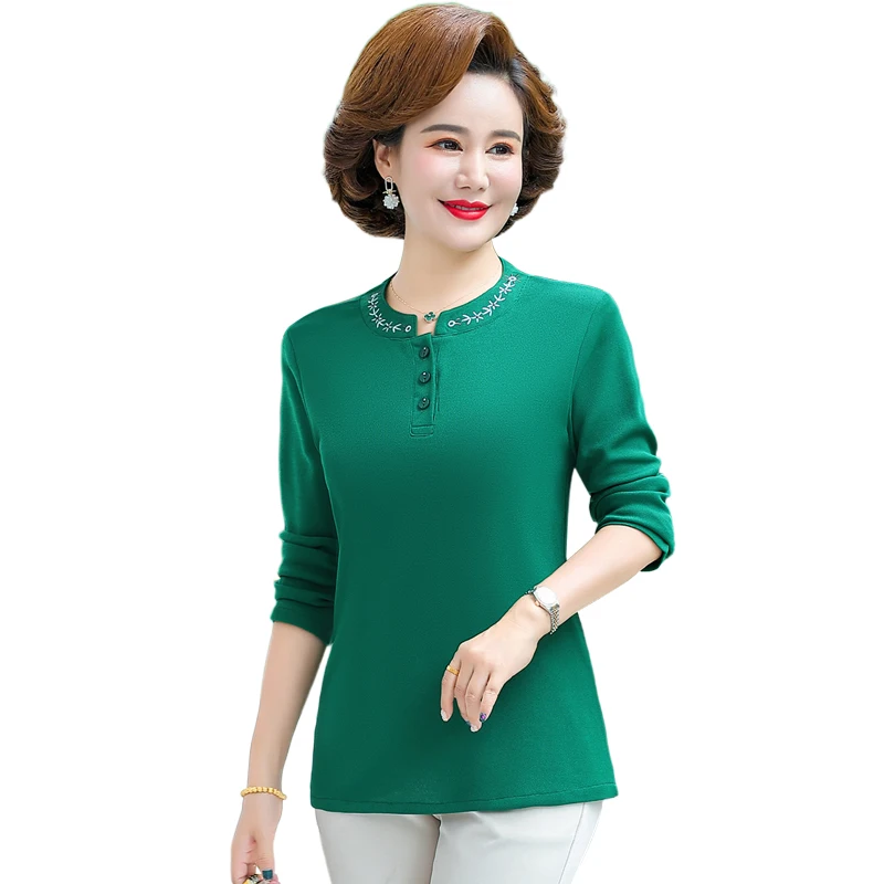 2022 Spring And Autumn Women'S Long Sleeve T-Shirt Knitted Tee Tops Middle-Aged Mother Bottom Shirt Pullover
2022 Spring And Autumn Women'S Long Sleeve T-Shirt Knitted Tee Tops Middle-Aged Mother Bottom Shirt Pullover