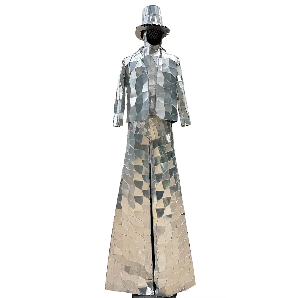 Hand Sewn Stilts Walker Silver Mirror Man Show Gold Suit Stage Dress Performance Glass Mask Costume Glass Cosplay Clothing
Hand Sewn Stilts Walker Silver Mirror Man Show Gold Suit Stage Dress Performance Glass Mask Costume Glass Cosplay Clothing