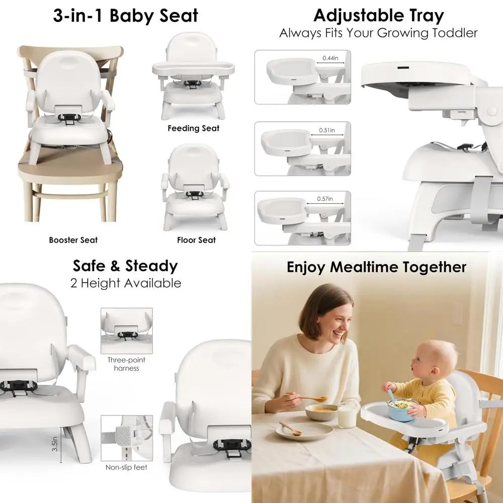 3-in-1 Toddler High Chair with Adjustable Tray, Safety Straps, and Portable Design for Dining and Play, Gray
3-in-1 Toddler High Chair with Adjustable Tray, Safety Straps, and Portable Design for Dining and Play, Gray