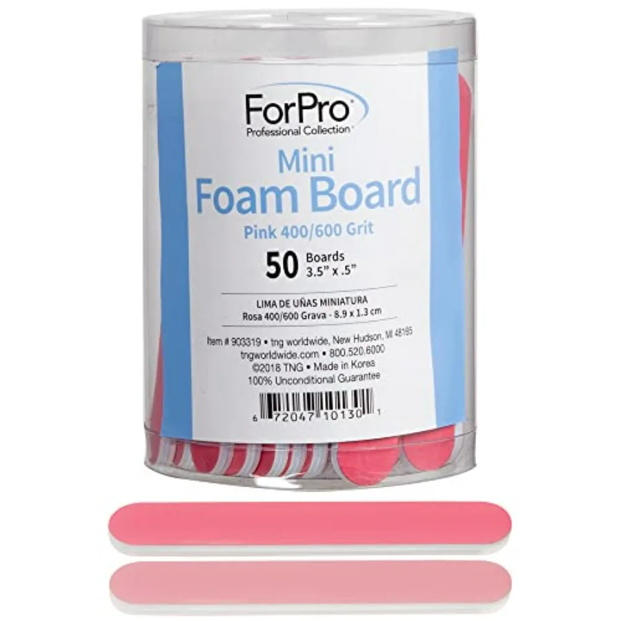 ForPro Professional Collection Mini Foam Board, Double-Sided Nail File, Pink, Black, 400/600 Grit, 3.5" l x.5" w, 50 Count
ForPro Professional Collection Mini Foam Board, Double-Sided Nail File, Pink, Black, 400/600 Grit, 3.5" l x.5" w, 50 Count
