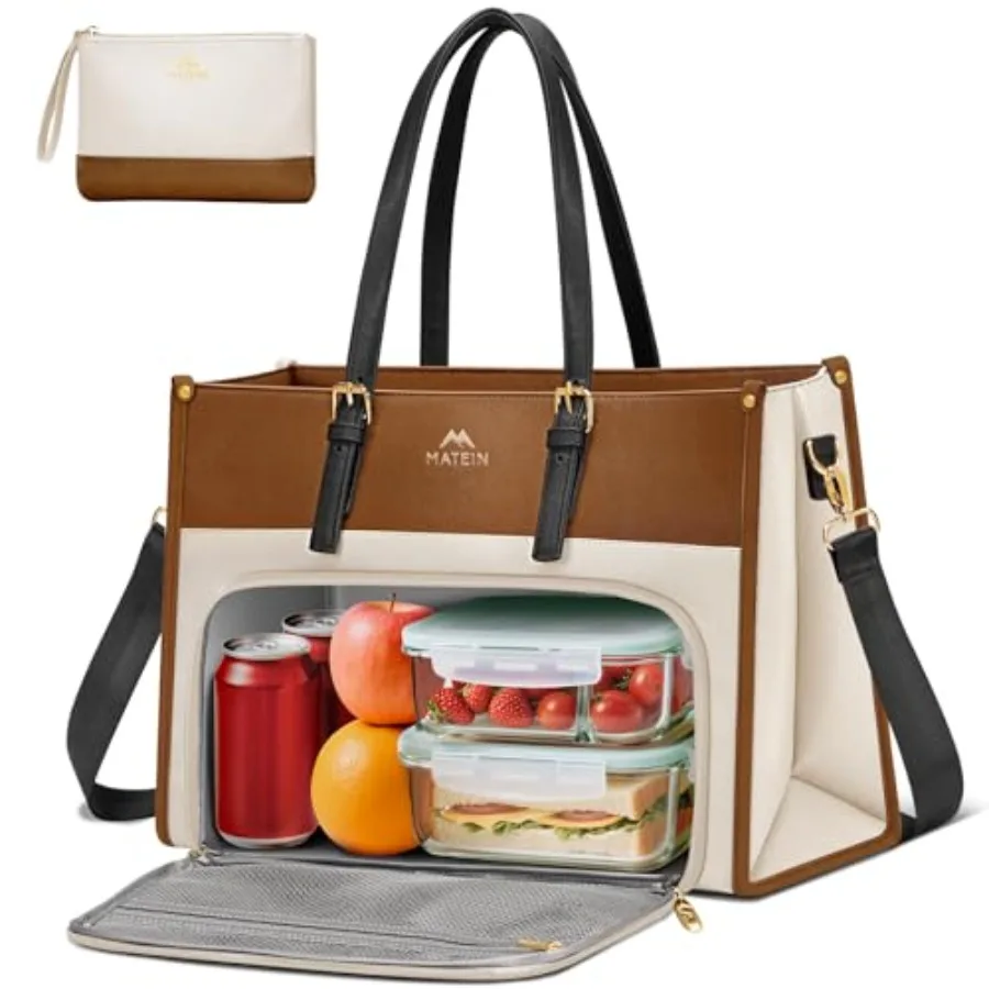 Laptop Tote Bag with Insulated Lunch Compartment for Women, PU Leather 2 in 1 Work Briefcase with Clutch Fits 15.6 Inch Laptop,
Laptop Tote Bag with Insulated Lunch Compartment for Women, PU Leather 2 in 1 Work Briefcase with Clutch Fits 15.6 Inch Laptop,