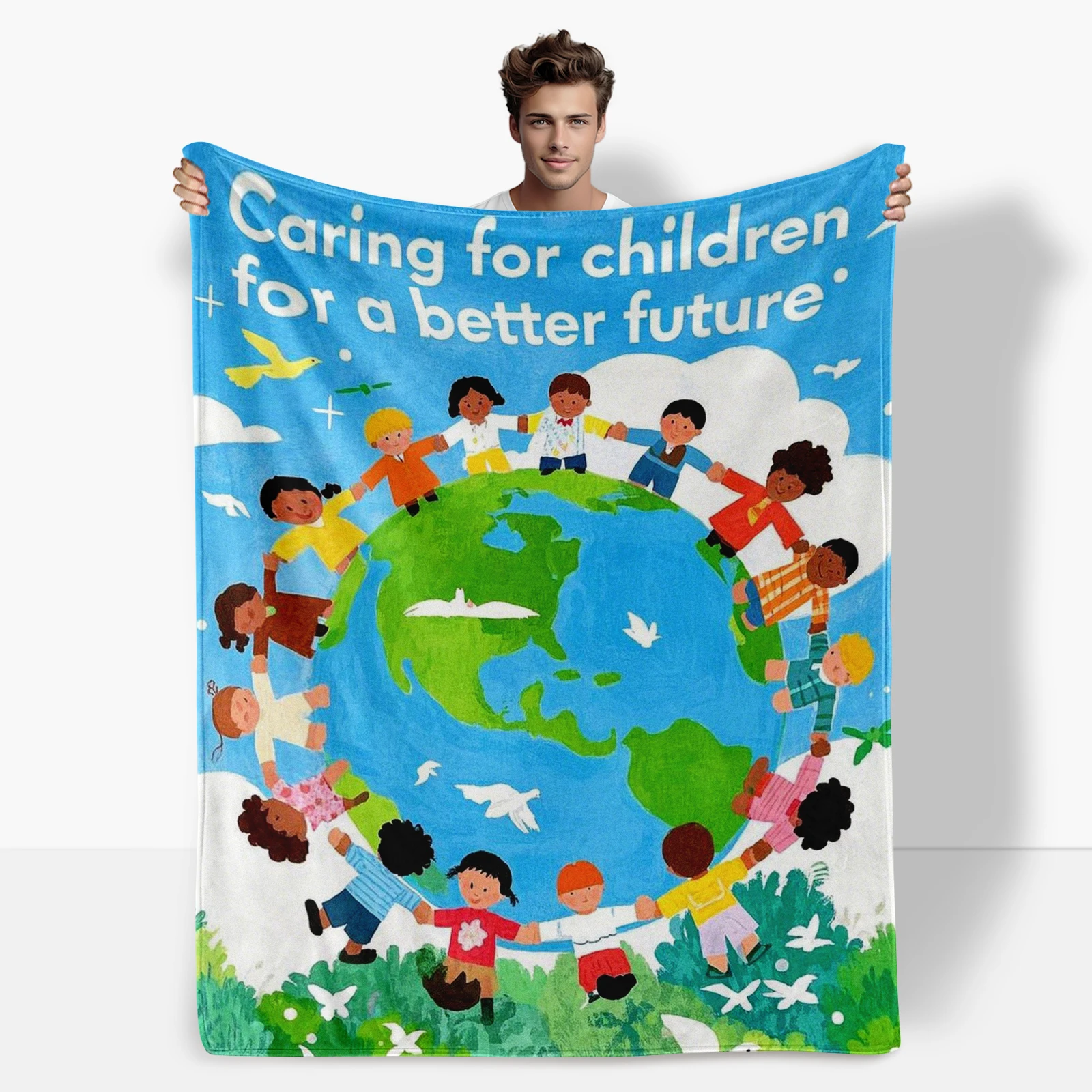 Cartoon Children Holding Hands Around Earth And Dove Blanket With Heartfelt Wishes For Children's Day
Cartoon Children Holding Hands Around Earth And Dove Blanket With Heartfelt Wishes For Children's Day