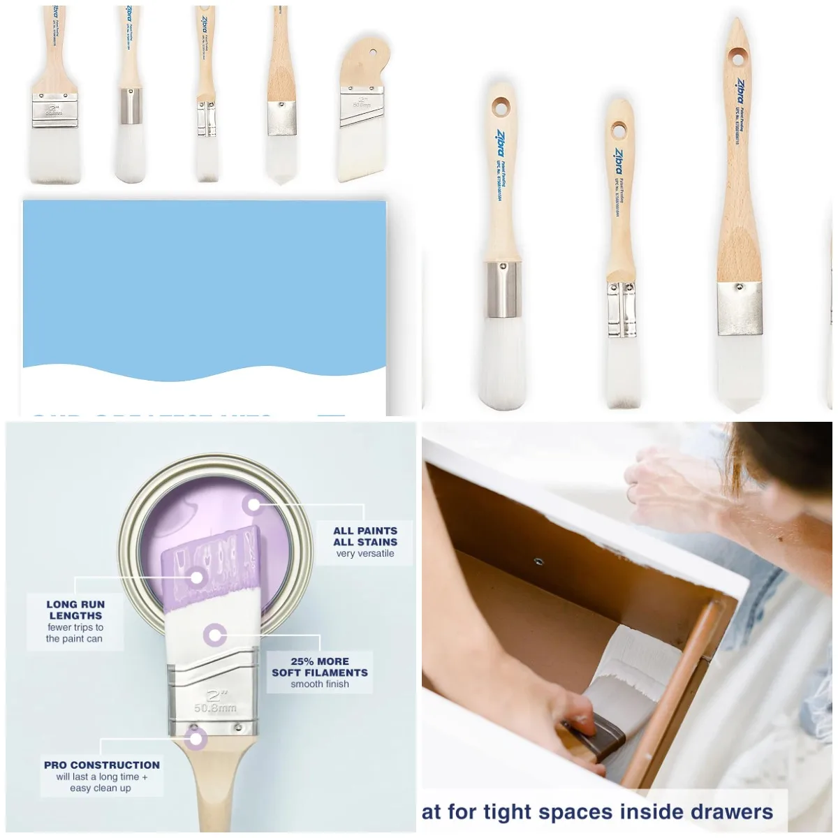 5-Piece DIY Paint Brush Set with Detail and 2-inch Paint Brushes for Walls, Trim and Furniture, White
5-Piece DIY Paint Brush Set with Detail and 2-inch Paint Brushes for Walls, Trim and Furniture, White