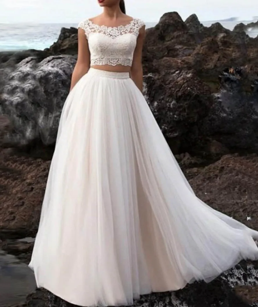 Beach Two Piece Wedding Dress 2025 Jewel Neck Tulle Lace Boho Bride Party Gowns Vestidos De Noiva Robe Mariage Customized
Beach Two Piece Wedding Dress 2025 Jewel Neck Tulle Lace Boho Bride Party Gowns Vestidos De Noiva Robe Mariage Customized