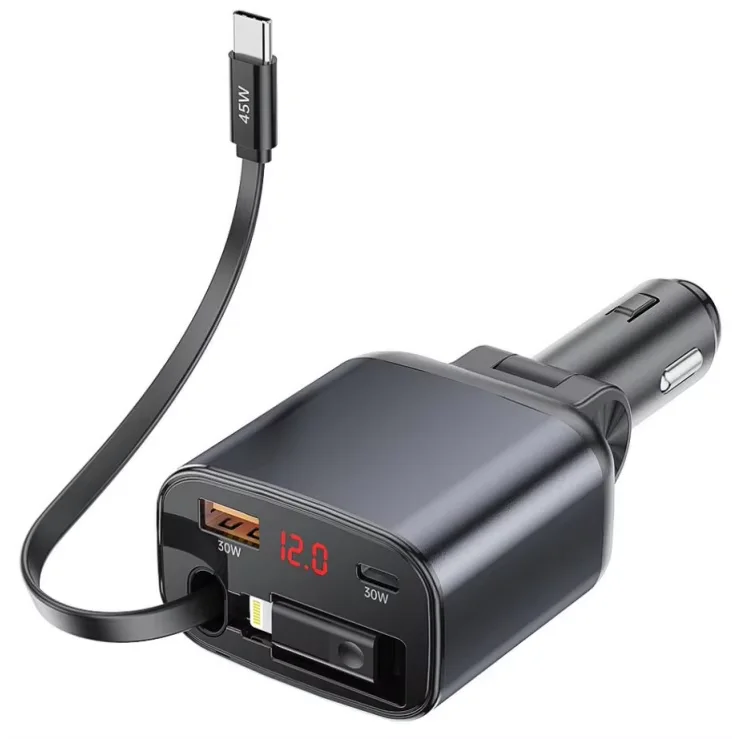 Retractable Car Charger 120W Fast Charger, 4-in-1 Fast Charging Car Phone Charger
Retractable Car Charger 120W Fast Charger, 4-in-1 Fast Charging Car Phone Charger