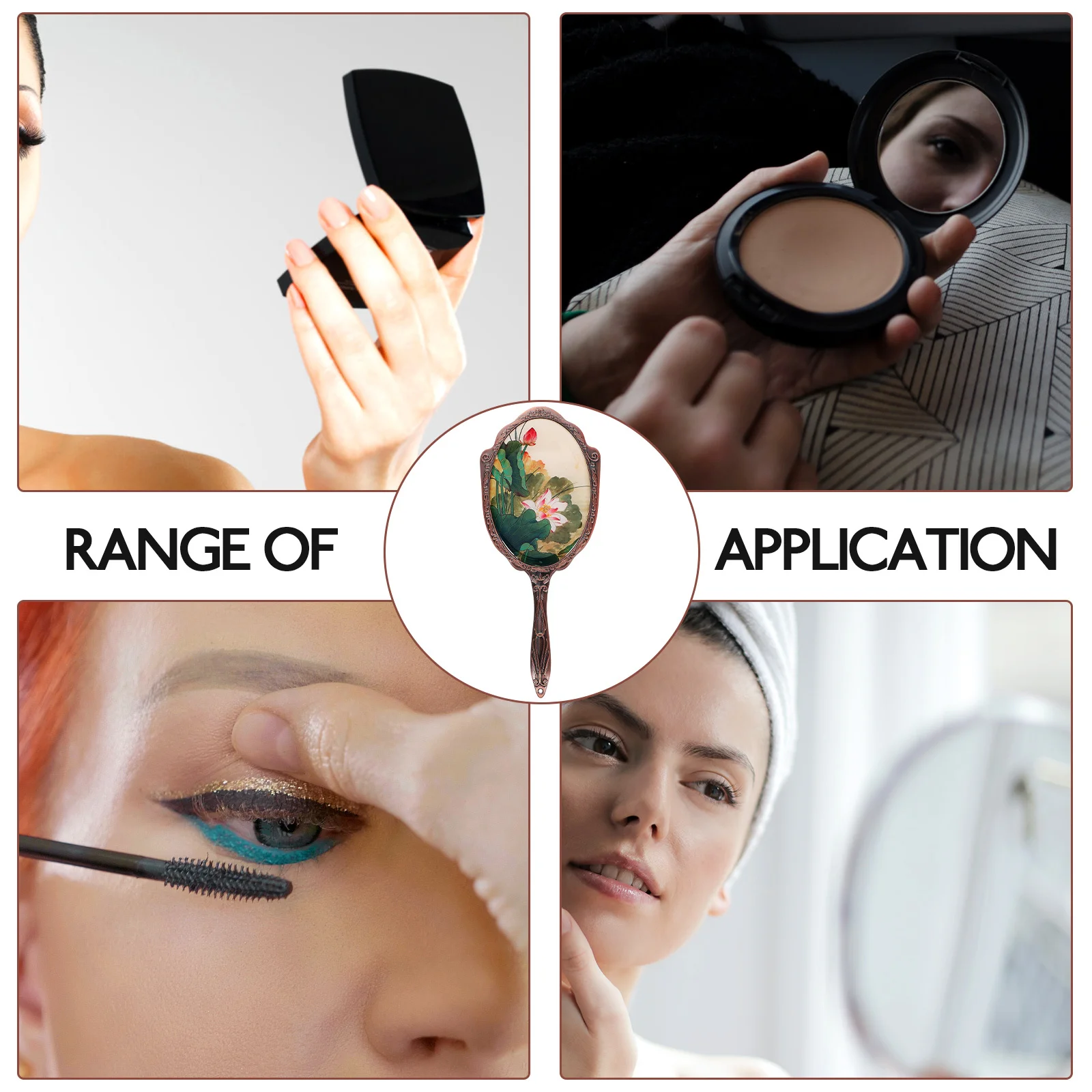 Portable Makeup Handheld Mirror Vintage Hand Mirror for Women Small Compact Decorative Hand Mirrors with Handle 
Portable Makeup Handheld Mirror Vintage Hand Mirror for Women Small Compact Decorative Hand Mirrors with Handle