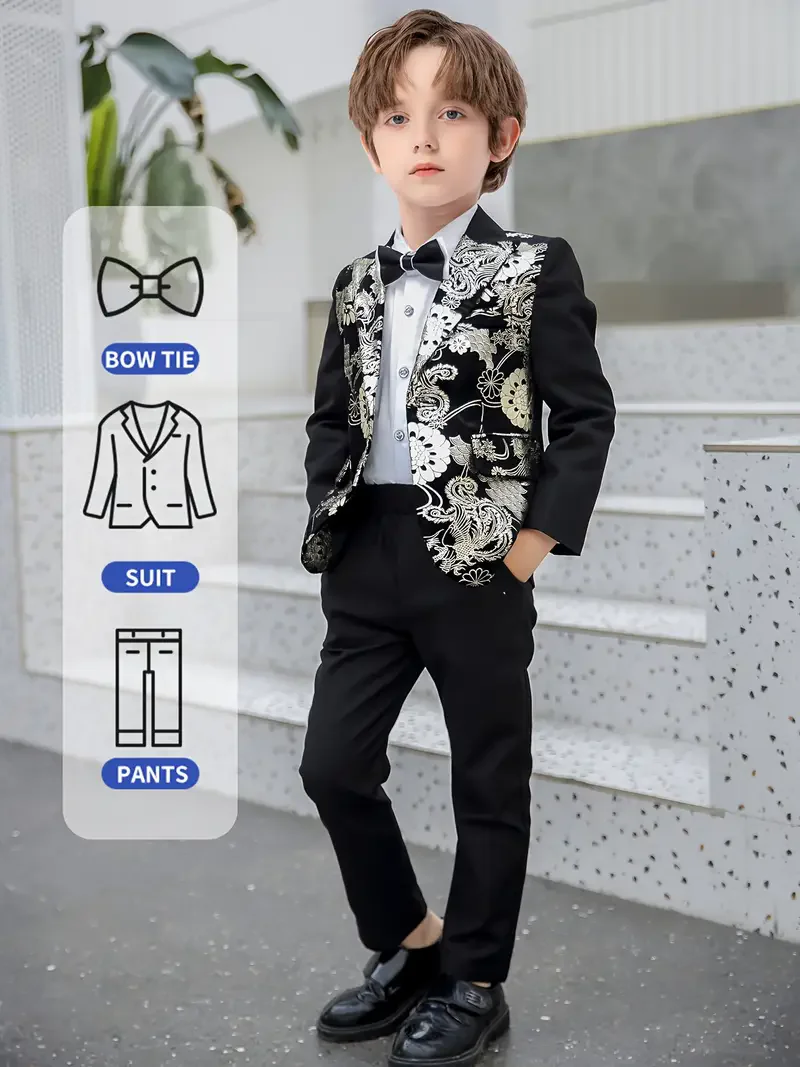 Children's Embroider Jacket Pants Bowtie 3Pieces Piano Host Performance Costume Boys Formal Wedding Birthday Blazer Suit
Children's Embroider Jacket Pants Bowtie 3Pieces Piano Host Performance Costume Boys Formal Wedding Birthday Blazer Suit