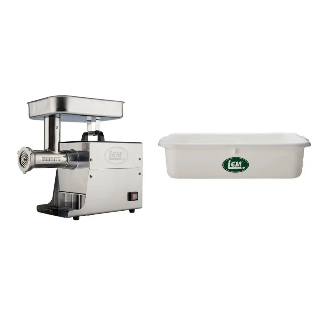 Products 17791 Big Bite #8 .5HP StainlSteel Electric Meat Grinder, Silver & Products 663 Economy Meat Lug, White
Products 17791 Big Bite #8 .5HP StainlSteel Electric Meat Grinder, Silver & Products 663 Economy Meat Lug, White