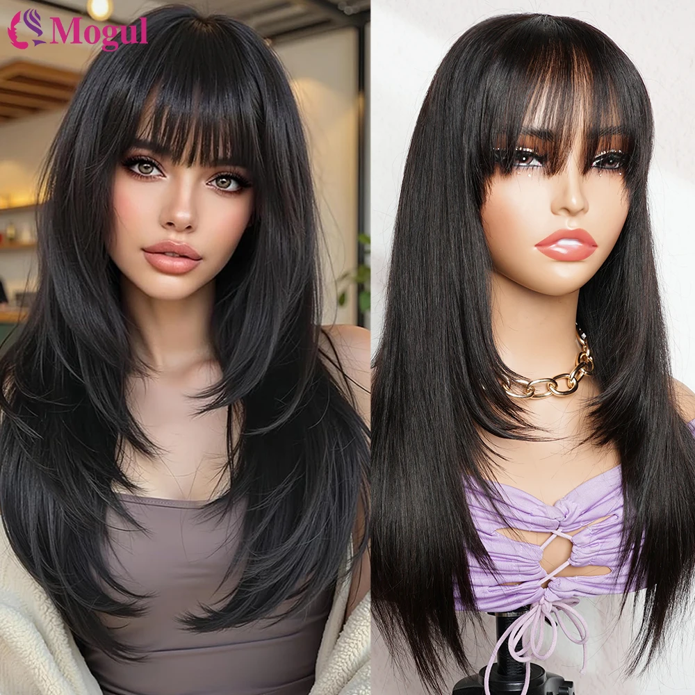 Long Black Straight Human Hair Wig With Bangs Layered Cut Human Wig 180% 250% Glueless 4x4 Layered Lace Wigs With Drawstring
Long Black Straight Human Hair Wig With Bangs Layered Cut Human Wig 180% 250% Glueless 4x4 Layered Lace Wigs With Drawstring