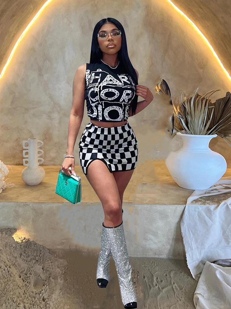 Summer Skirt and Top Set Women Tight Skirt 2 Piece Set Plaid Tank Y2k Streewear Club Night Outfits Wholesale Dropshipping
Summer Skirt and Top Set Women Tight Skirt 2 Piece Set Plaid Tank Y2k Streewear Club Night Outfits Wholesale Dropshipping