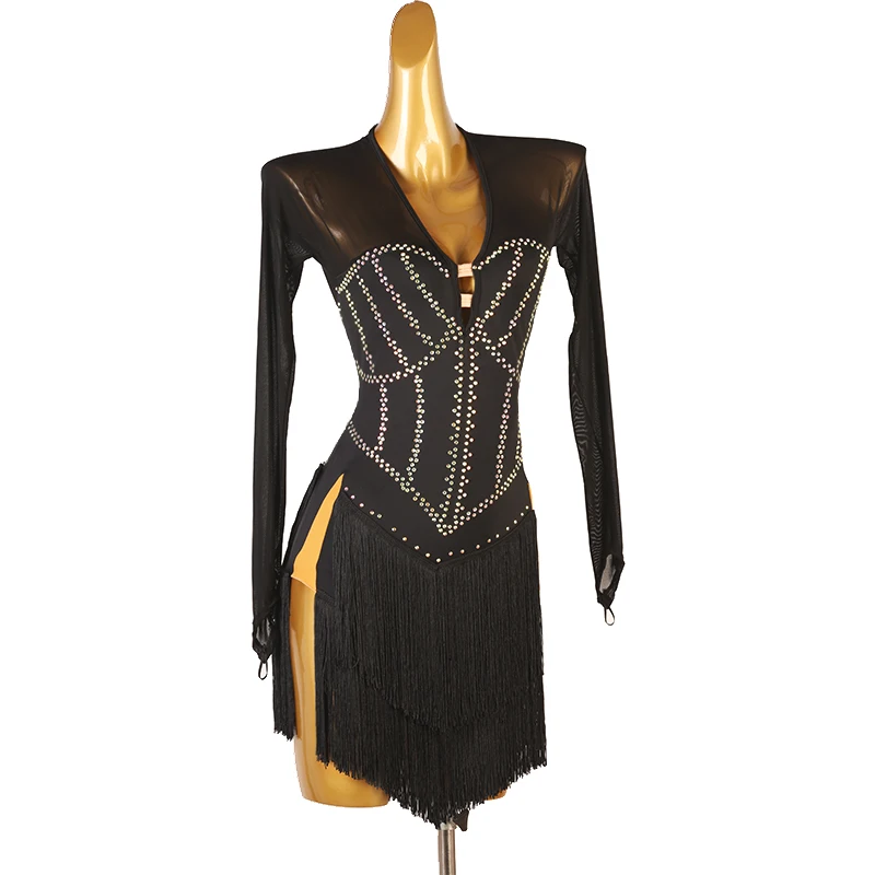 Tassel dress Rhinestone Costume Women's New Latin Dance Black Samba Rumba high quality Performance dress
Tassel dress Rhinestone Costume Women's New Latin Dance Black Samba Rumba high quality Performance dress
