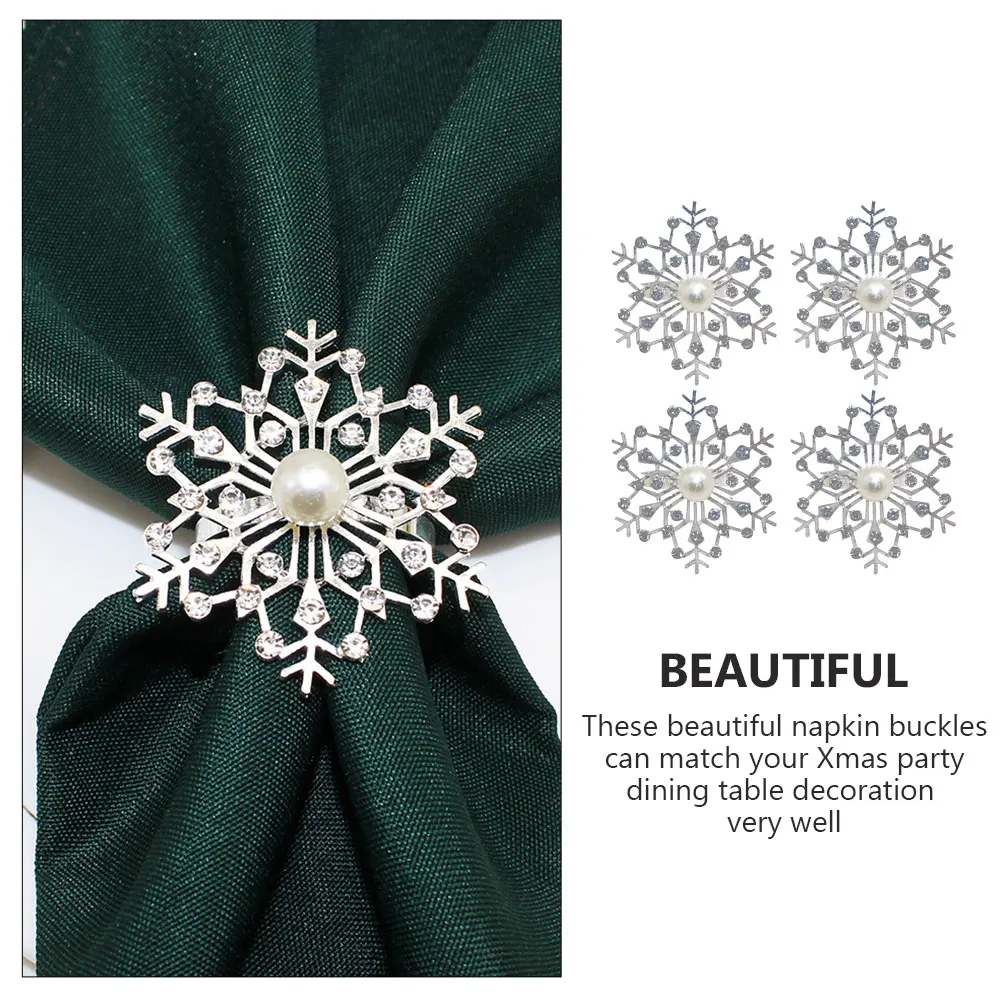 4pcs Pearl Snowflake Napkin Rings Christmas Decorative Tableware Holiday Buckles Elegant Dinner Party Supplies
4pcs Pearl Snowflake Napkin Rings Christmas Decorative Tableware Holiday Buckles Elegant Dinner Party Supplies