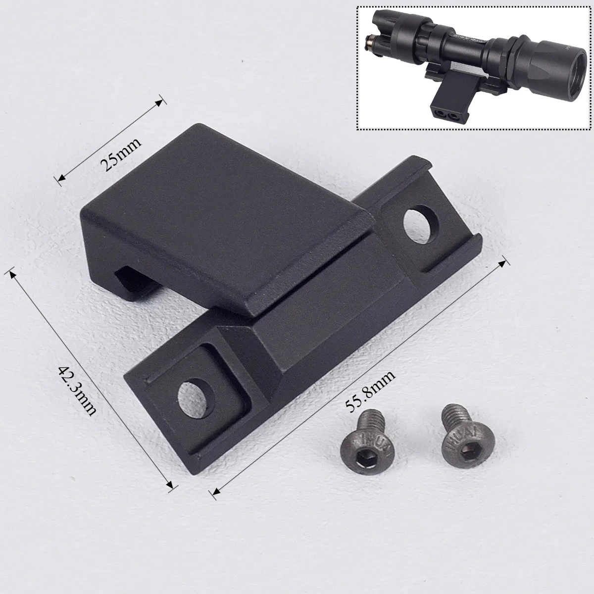 Tactical Mount Metal Offset Mounting Base Surefire M300 M600 ARIS Series Flashlight Fit 20mm Picatinny Rail
Tactical Mount Metal Offset Mounting Base Surefire M300 M600 ARIS Series Flashlight Fit 20mm Picatinny Rail