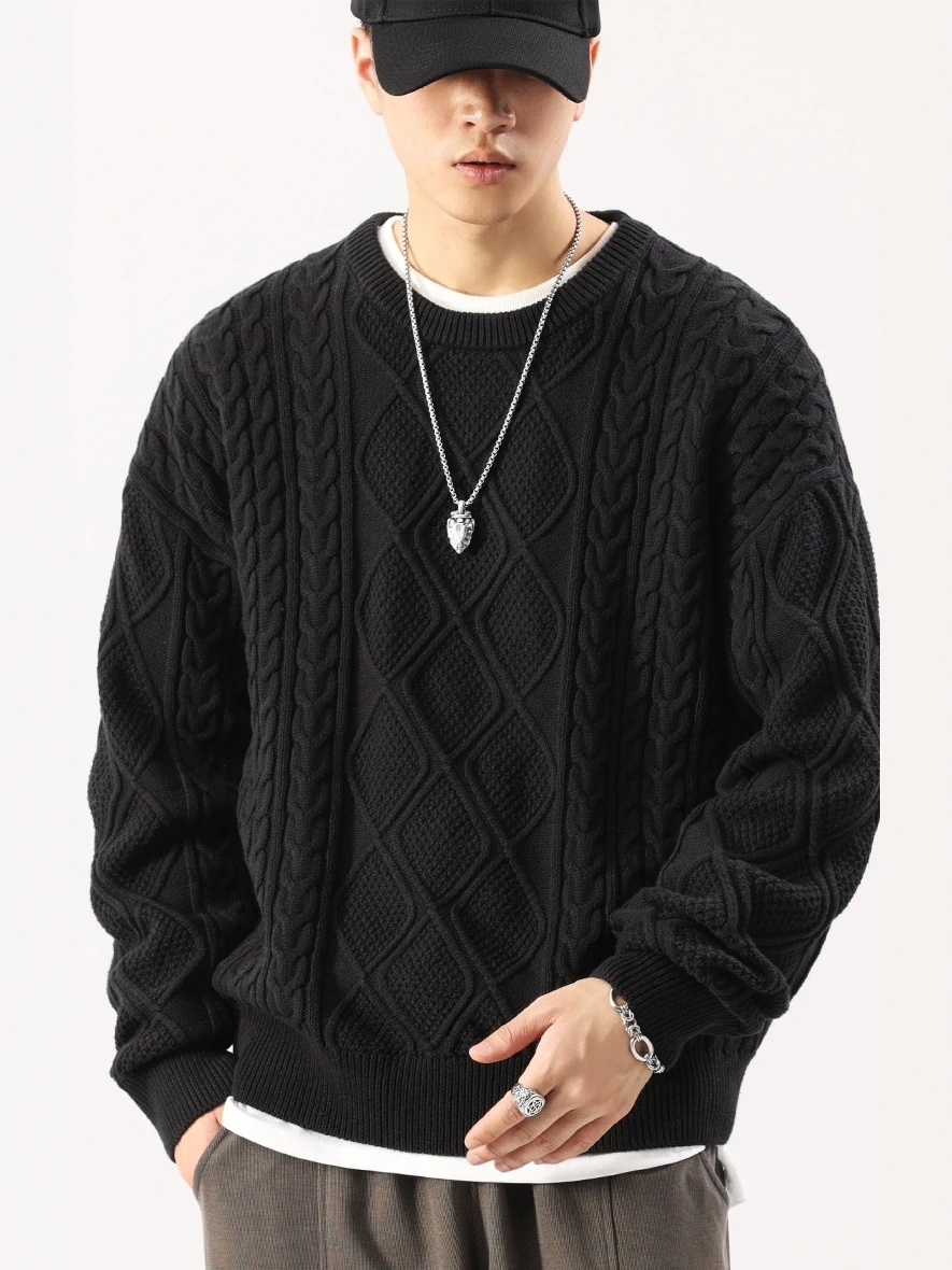 Элитный модный бренд: Мужской осенне-зимний свободный свитер большого размера, черный, вязаный, из толстой пряжи, крупной вязки
Элитный модный бренд: Мужской осенне-зимний свободный свитер большого размера, черный, вязаный, из толстой пряжи, крупной вязки