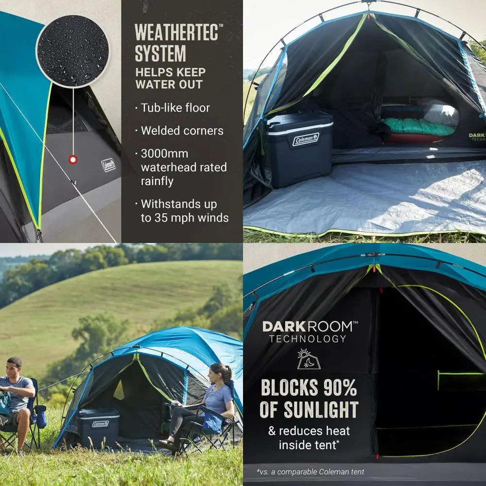 Купольная палатка Dark Room на 4 человека с экранной комнаты, E-портами, боковыми окнами, системой WeatherTec - бирюзово-синий/черный
Купольная палатка Dark Room на 4 человека с экранной комнаты, E-портами, боковыми окнами, системой WeatherTec - бирюзово-синий/черный