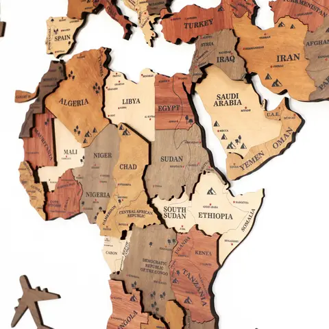 Wooden 3D World Map Puzzle for Office Home Background Wall Decor Hanging Art