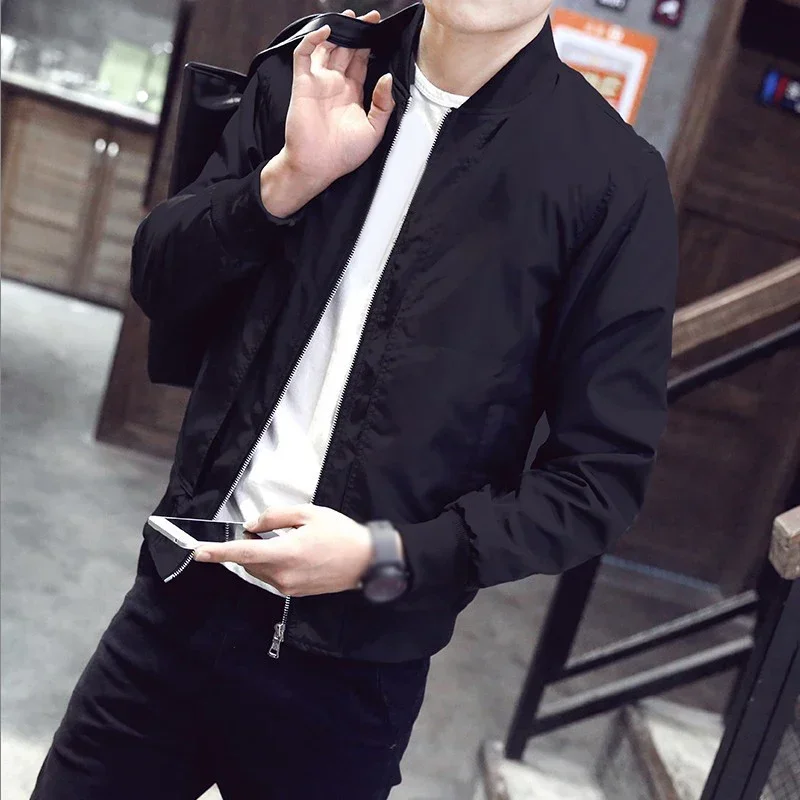 Modern Black Slim Fit Stand Collar Jacket Coat for Men, Thin and Lightweight, Long Sleeve, Sizes M~2XL, Made of Polyester
Modern Black Slim Fit Stand Collar Jacket Coat for Men, Thin and Lightweight, Long Sleeve, Sizes M~2XL, Made of Polyester