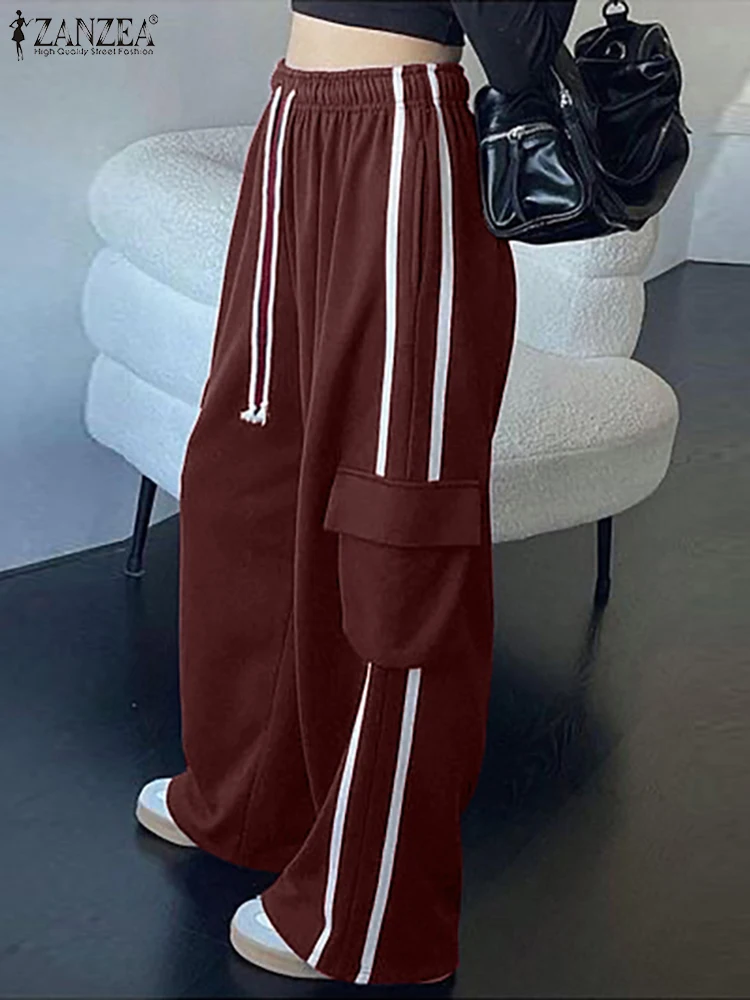 ZANZEA Contrasting-Stripe Solid Pantalon High Waist Sporty 2025 Spring Casual Loose Wide Leg Pants Korean Fashion Women Trousers
ZANZEA Contrasting-Stripe Solid Pantalon High Waist Sporty 2025 Spring Casual Loose Wide Leg Pants Korean Fashion Women Trousers
