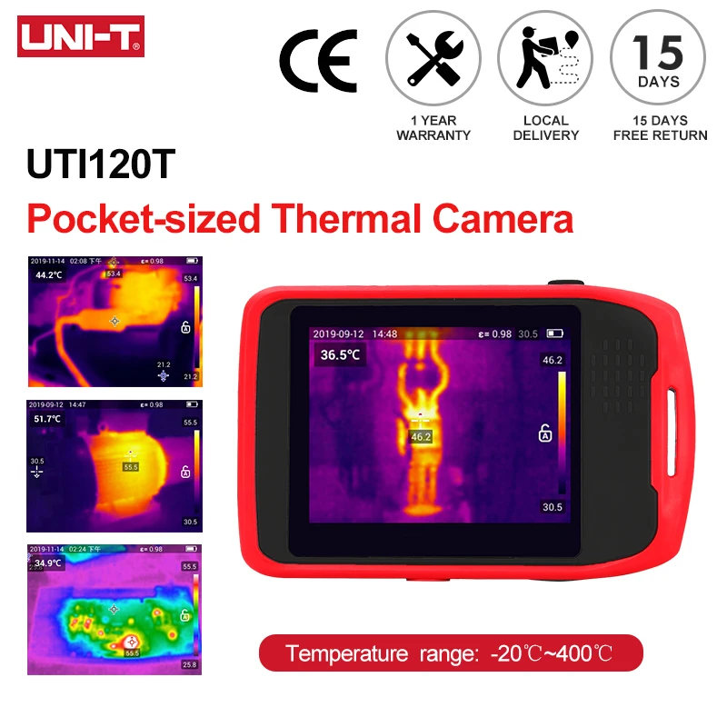 UNI-T Pocket-sized Thermal Camera UTI120T 120x90 Pixels Thermal Imaging Camera For PCB Repair Water Leak Detector -20℃~400℃
UNI-T Pocket-sized Thermal Camera UTI120T 120x90 Pixels Thermal Imaging Camera For PCB Repair Water Leak Detector -20℃~400℃