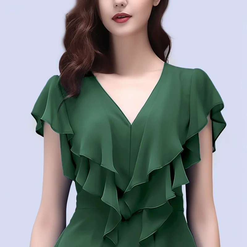 fashion flounce Chiffon T-shirt Women's Short sleeved Top Temperament Slim T-shirt Versatile 2025 Summer Clothing Female
fashion flounce Chiffon T-shirt Women's Short sleeved Top Temperament Slim T-shirt Versatile 2025 Summer Clothing Female