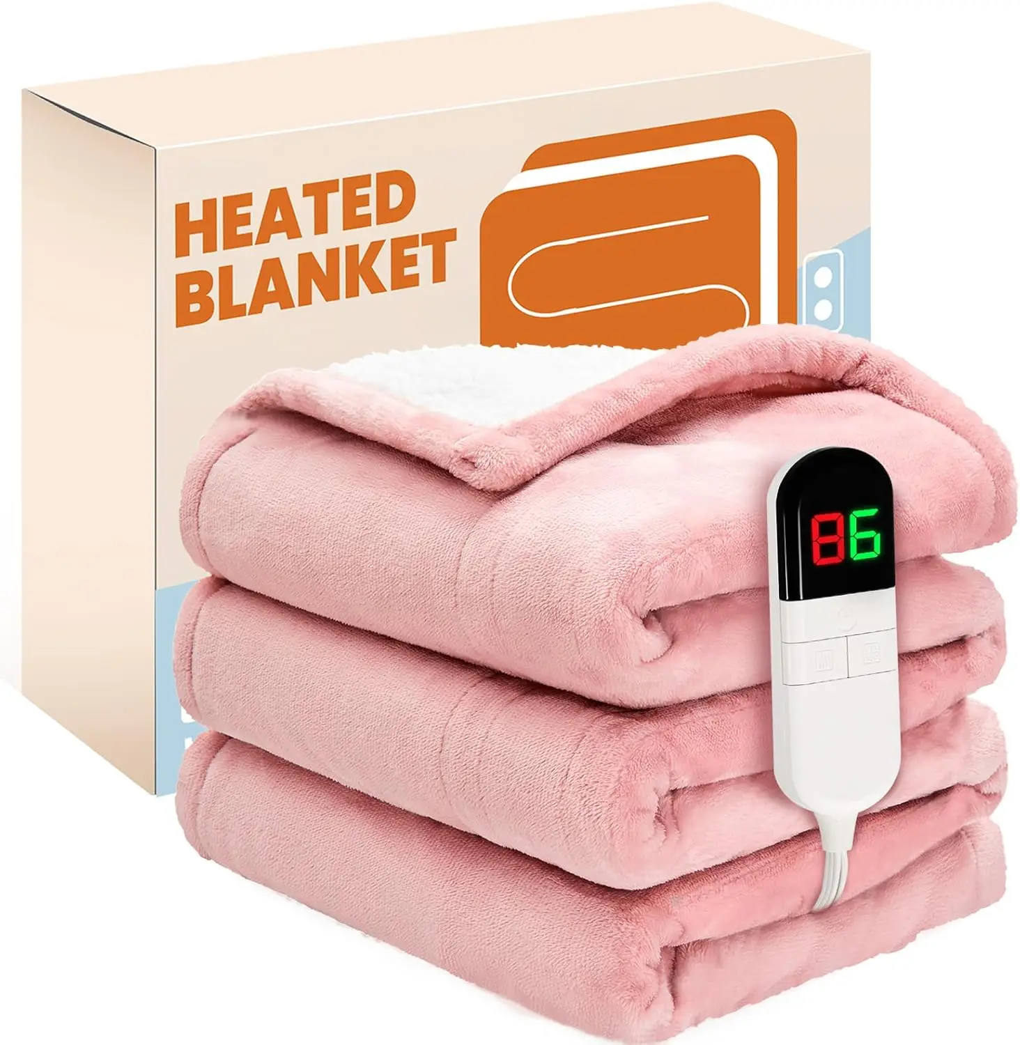 Electric Heated Throw Blanket 50x60 Inches, Fast Heating with 6 Levels & Auto Off, Soft Flannel Sherpa Fleece - Pink
Electric Heated Throw Blanket 50x60 Inches, Fast Heating with 6 Levels & Auto Off, Soft Flannel Sherpa Fleece - Pink