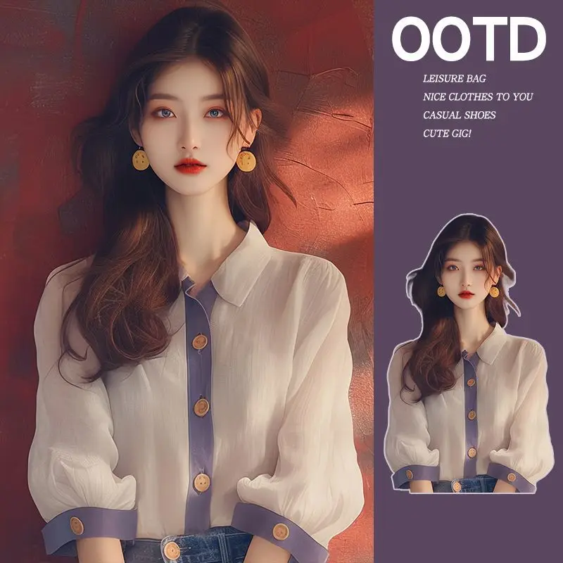 French Polo Neck Chiffon Shirt Women's Design Sense Spring and Autumn Chic Loose Half sleeved TopYY31
French Polo Neck Chiffon Shirt Women's Design Sense Spring and Autumn Chic Loose Half sleeved TopYY31