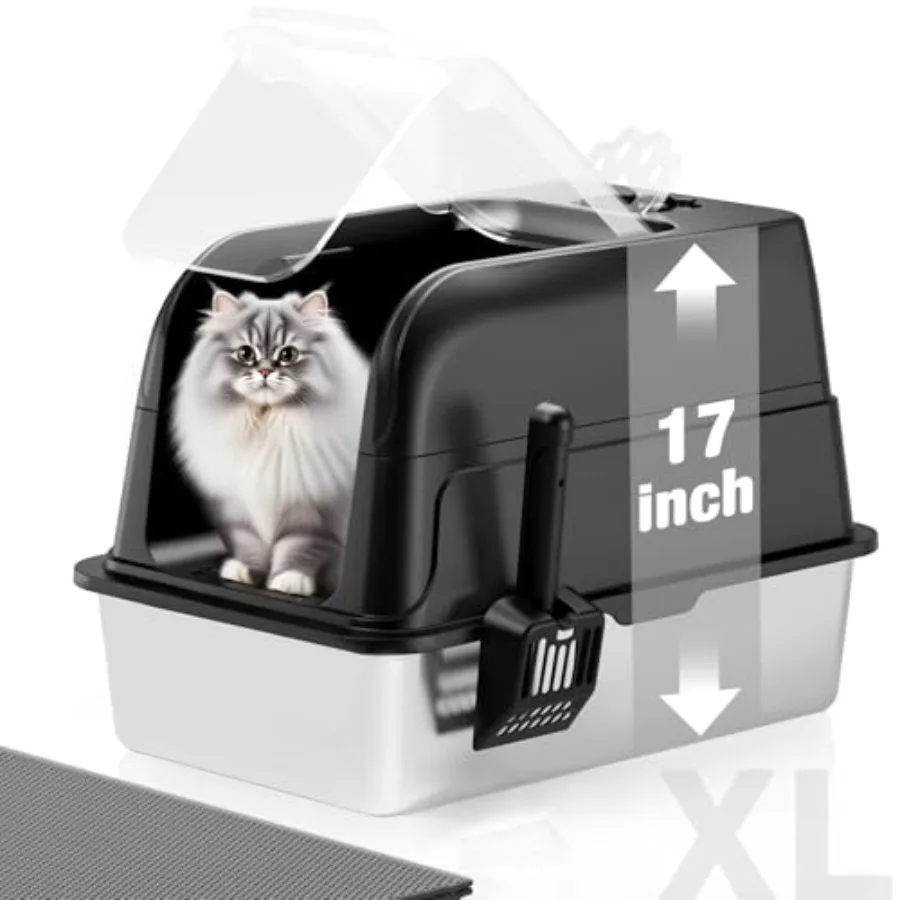 Stainless Steel Cat Litter Box Fully Enclosed Extra Large Metal High Sided Cat Box with 120° Fully Transparent See-Through Flip
Stainless Steel Cat Litter Box Fully Enclosed Extra Large Metal High Sided Cat Box with 120° Fully Transparent See-Through Flip