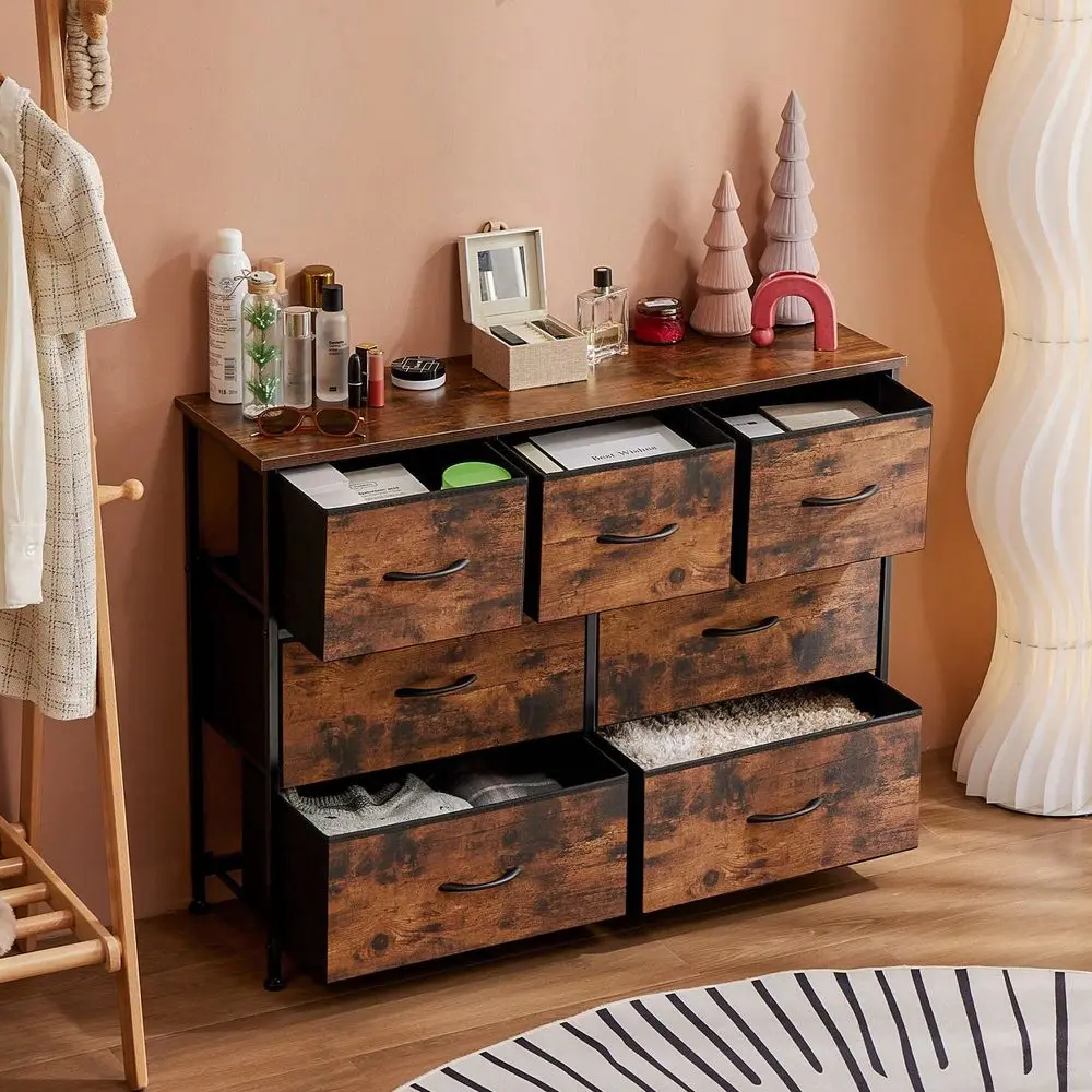 Drawer Dresser With Fabric Bins,Tall Chest Of Drawers With Steel Frame Wood Top ,Bedroom,Closet,Hallway,Entryway
Drawer Dresser With Fabric Bins,Tall Chest Of Drawers With Steel Frame Wood Top ,Bedroom,Closet,Hallway,Entryway