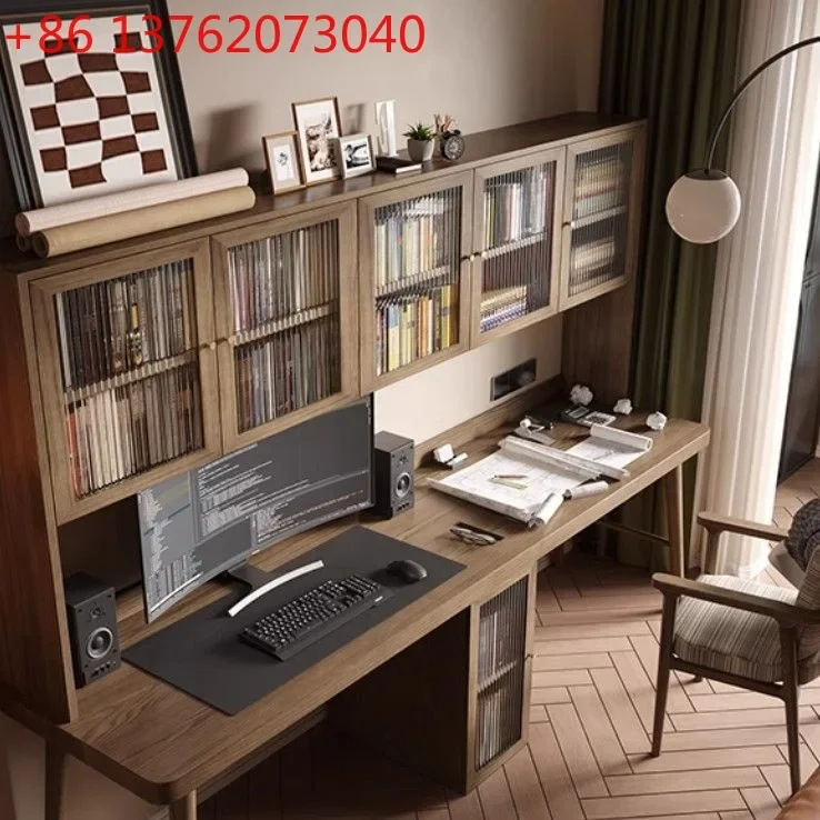 Solid wood double desk bookshelf bookcase integrated household bedroom log workbench
Solid wood double desk bookshelf bookcase integrated household bedroom log workbench