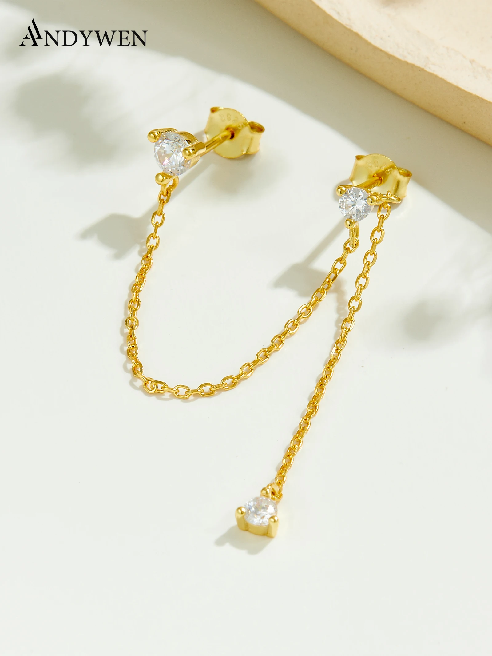 ANDYWEN 925 Silver Gold Plated Double Ear Chain, Single CZ Connector Ear Cuff, Unique Jewelry Gift Box, Fashion Wear
ANDYWEN 925 Silver Gold Plated Double Ear Chain, Single CZ Connector Ear Cuff, Unique Jewelry Gift Box, Fashion Wear