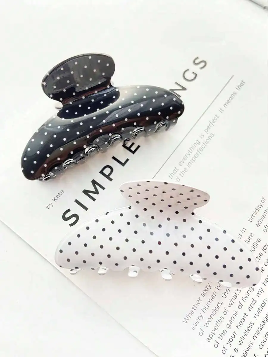 2pcs Women Polka Dot Semicircle Hair Claw Clips Acrylic Minimalist Fashion Hair Accessories
2pcs Women Polka Dot Semicircle Hair Claw Clips Acrylic Minimalist Fashion Hair Accessories
