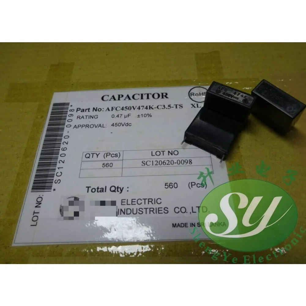 20PCS 0.47uf/450v 470nf u47 474 new 15mm film capacitor AFC450V474K 
20PCS 0.47uf/450v 470nf u47 474 new 15mm film capacitor AFC450V474K
