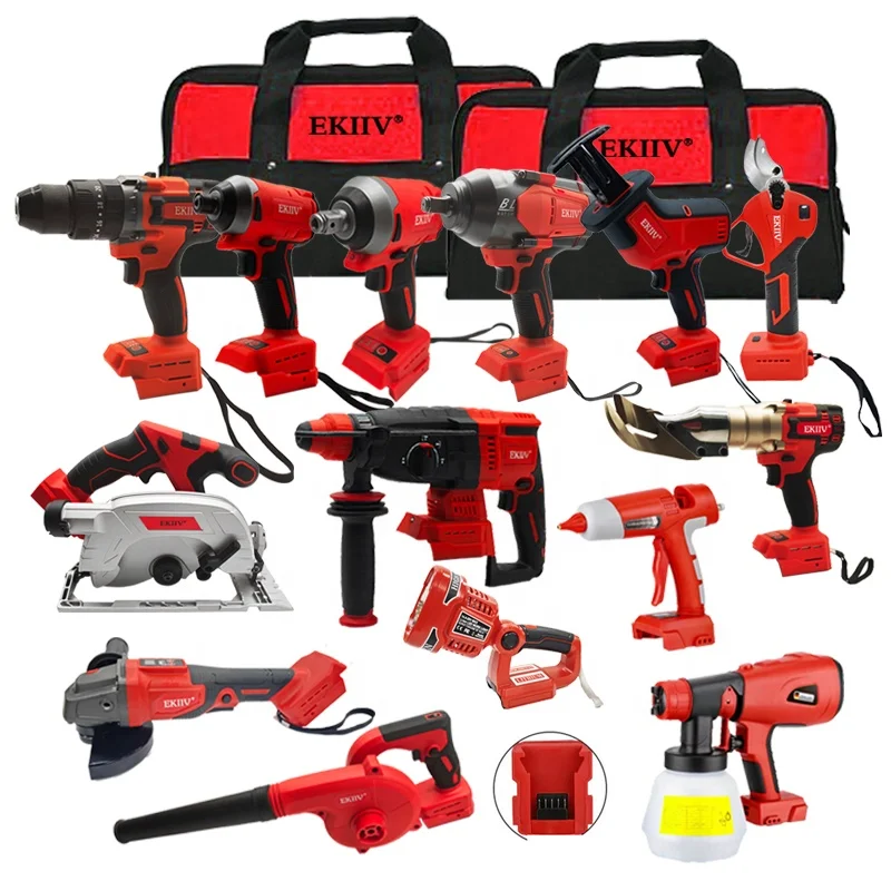 EKIIV Factory Power Drills Kit 21V Portable Lithium Battery Cordless Brushless Combo Tool Kit 14 Tools Drill Machine4
EKIIV Factory Power Drills Kit 21V Portable Lithium Battery Cordless Brushless Combo Tool Kit 14 Tools Drill Machine4