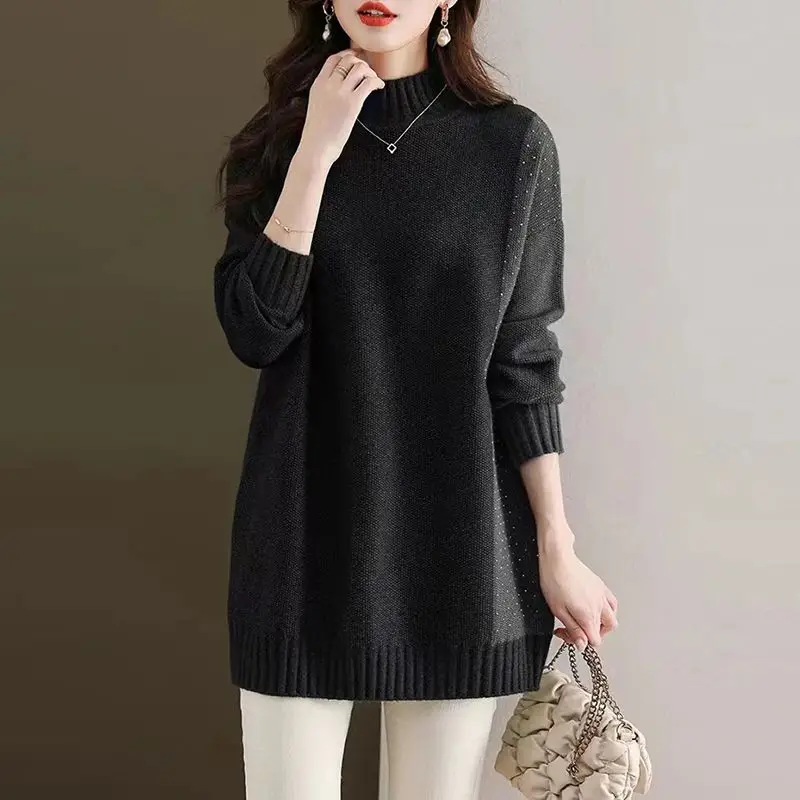 Women Half High Collar Pullover Sweater 2024 New Autumn Winter Clothes Fashion Loose Oversize Warm Female Bottom Knit Shirts
Women Half High Collar Pullover Sweater 2024 New Autumn Winter Clothes Fashion Loose Oversize Warm Female Bottom Knit Shirts