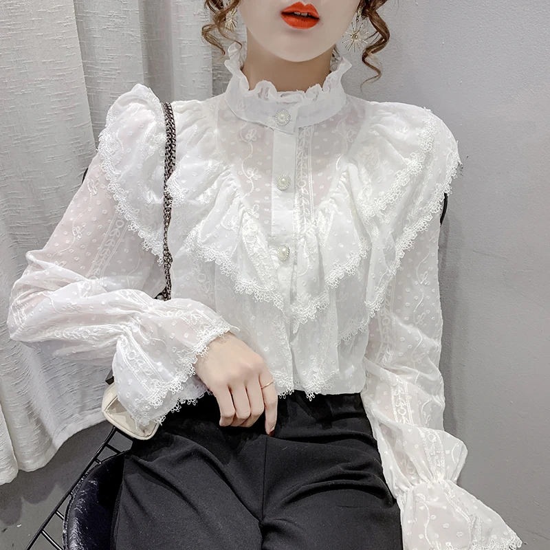 Spring 2026 Slim Fit Lace Shirt Long Sleeve Bell Sleeve Women's Top Versatile Holland Collar Casual Wear for Young Girls
Spring 2026 Slim Fit Lace Shirt Long Sleeve Bell Sleeve Women's Top Versatile Holland Collar Casual Wear for Young Girls