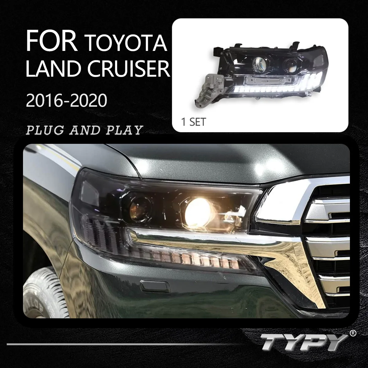 TYPY новая светодиодная фара, обновленная, модифицированная для Toyoto Land Cruiser 2016-2020, фара с динамическим сигналом, автоаксессуары
TYPY новая светодиодная фара, обновленная, модифицированная для Toyoto Land Cruiser 2016-2020, фара с динамическим сигналом, автоаксессуары