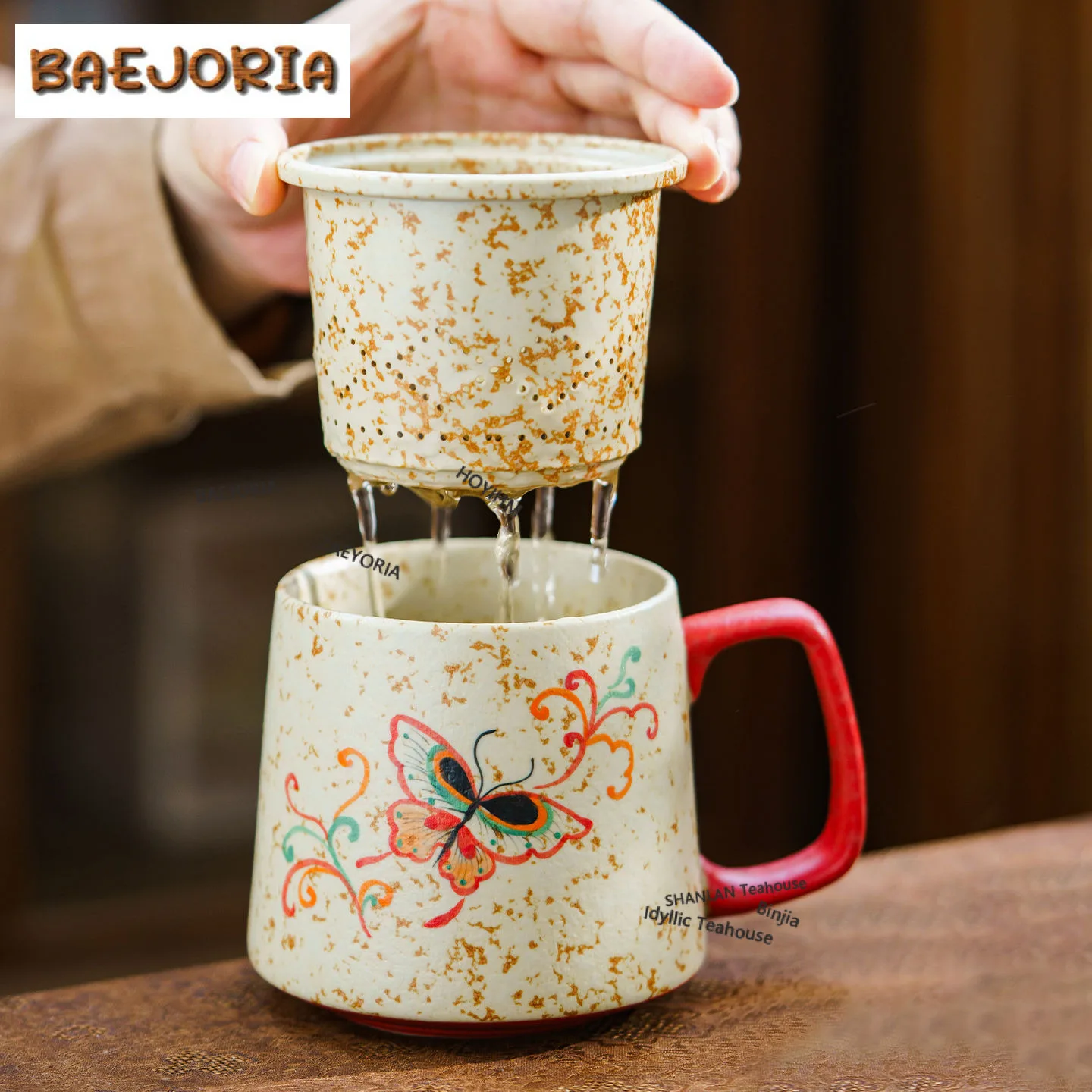 360ml Hand Painted Dunhuang Butterfly Filter Tea Separator Cup Retro Tea Mug With Infuser Household Tea Making Office Water Cup
360ml Hand Painted Dunhuang Butterfly Filter Tea Separator Cup Retro Tea Mug With Infuser Household Tea Making Office Water Cup