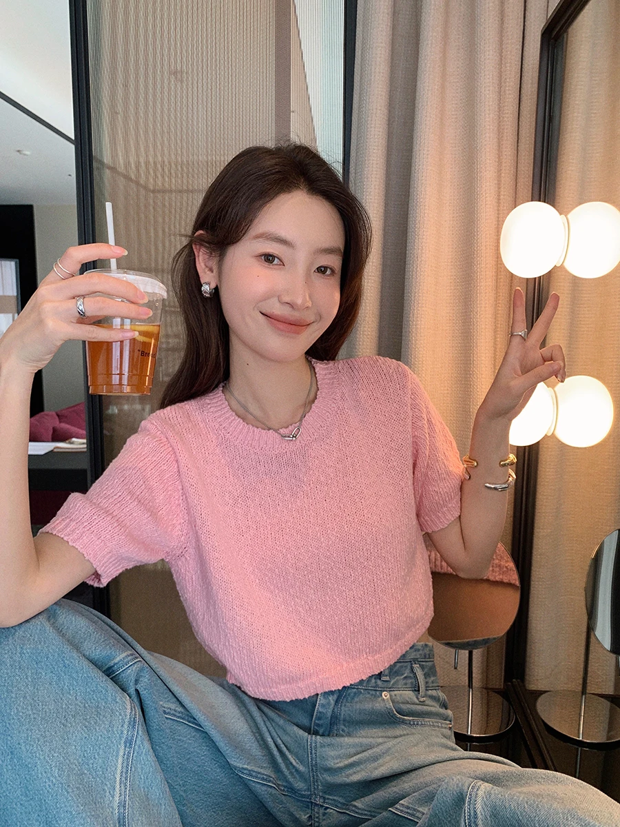 IBELL ZHANG 00% Cotton ort Knitted Sweater Women's Loose round Ne ort Sve Summer Top Candy Color Bean Tead Design
IBELL ZHANG 00% Cotton ort Knitted Sweater Women's Loose round Ne ort Sve Summer Top Candy Color Bean Tead Design