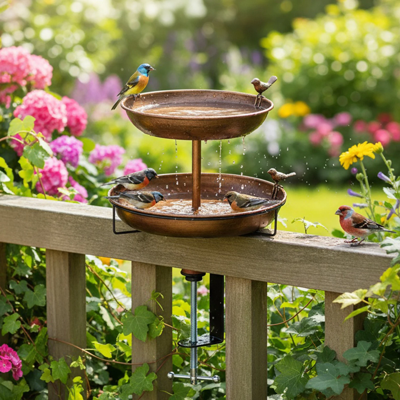 2-Tier Deck Mounted Detachable Birdbath Bowl for Outside Birdfeeder Feeder Bowl for Railing Balcony Fence Yard Art Garden Decor
2-Tier Deck Mounted Detachable Birdbath Bowl for Outside Birdfeeder Feeder Bowl for Railing Balcony Fence Yard Art Garden Decor