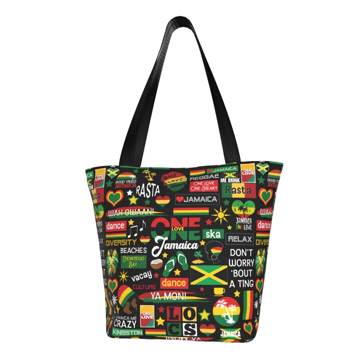 Пользовательские Ямайка One Love Culture Pattern Бакалея Сумки для покупок Симпатичная парусиновая сумка-шоппер на плечо Сумки большой вместимости
Пользовательские Ямайка One Love Culture Pattern Бакалея Сумки для покупок Симпатичная парусиновая сумка-шоппер на плечо Сумки большой вместимости