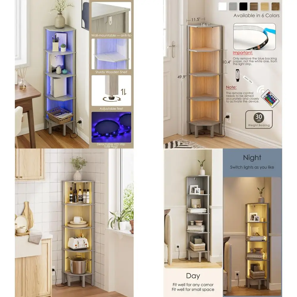 5-Tier Wooden Corner Shelf - Space-Saving Storage for Home, Office - Gray
5-Tier Wooden Corner Shelf - Space-Saving Storage for Home, Office - Gray