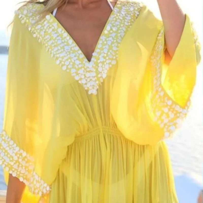26 Spring and Summer New Women's Beach Dress Sequined Decorative Blouse Vacation Dress Women
26 Spring and Summer New Women's Beach Dress Sequined Decorative Blouse Vacation Dress Women